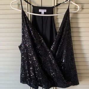 Sparkly black sequin top Size L